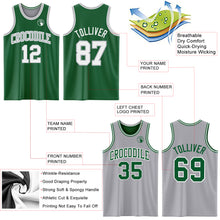 Load image into Gallery viewer, Custom Reversible Kelly Green White-Gray Double Side Sublimation Basketball Suit Jersey

