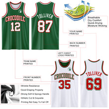 Load image into Gallery viewer, Custom Reversible Kelly Green White-Red Double Side Sublimation Basketball Suit Jersey
