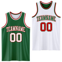 Load image into Gallery viewer, Custom Reversible Kelly Green White-Red Double Side Sublimation Basketball Suit Jersey
