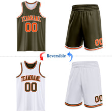 Load image into Gallery viewer, Custom Reversible Olive Orange-White Double Side Salute To Service Sublimation Basketball Suit Jersey
