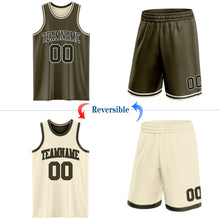 Load image into Gallery viewer, Custom Reversible Olive Black-Cream Double Side Salute To Service Sublimation Basketball Suit Jersey
