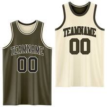 Load image into Gallery viewer, Custom Reversible Olive Black-Cream Double Side Salute To Service Sublimation Basketball Suit Jersey
