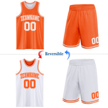 Load image into Gallery viewer, Custom Reversible Orange White Double Side Sublimation Basketball Suit Jersey
