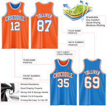 Load image into Gallery viewer, Custom Reversible Orange White-Powder Blue Double Side Sublimation Basketball Suit Jersey
