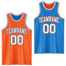 Load image into Gallery viewer, Custom Reversible Orange White-Powder Blue Double Side Sublimation Basketball Suit Jersey
