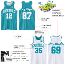 Load image into Gallery viewer, Custom Reversible Teal White Double Side Sublimation Basketball Suit Jersey
