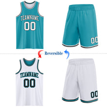 Load image into Gallery viewer, Custom Reversible Teal White-Black Double Side Sublimation Basketball Suit Jersey
