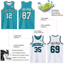 Load image into Gallery viewer, Custom Reversible Teal White-Black Double Side Sublimation Basketball Suit Jersey
