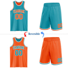 Load image into Gallery viewer, Custom Reversible Teal Orange-White Double Side Sublimation Basketball Suit Jersey
