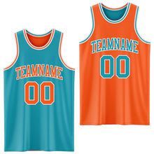 Load image into Gallery viewer, Custom Reversible Teal Orange-White Double Side Sublimation Basketball Suit Jersey
