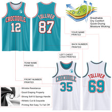 Load image into Gallery viewer, Custom Reversible Teal White-Red Double Side Sublimation Basketball Suit Jersey
