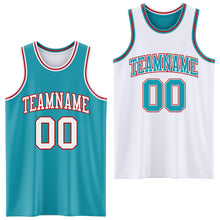 Load image into Gallery viewer, Custom Reversible Teal White-Red Double Side Sublimation Basketball Suit Jersey
