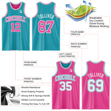 Load image into Gallery viewer, Custom Reversible Teal Pink-White Double Side Sublimation Basketball Suit Jersey

