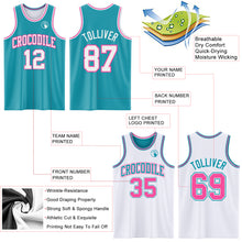 Load image into Gallery viewer, Custom Reversible Teal White-Pink Double Side Sublimation Basketball Suit Jersey
