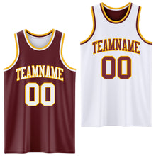 Load image into Gallery viewer, Custom Reversible Burgundy White-Gold Double Side Sublimation Basketball Suit Jersey
