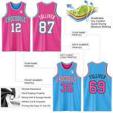 Load image into Gallery viewer, Custom Reversible Pink Black-Sky Blue Double Side Sublimation Basketball Suit Jersey
