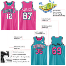 Load image into Gallery viewer, Custom Reversible Pink Black-Teal Double Side Sublimation Basketball Suit Jersey
