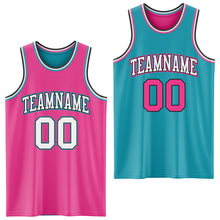 Load image into Gallery viewer, Custom Reversible Pink Black-Teal Double Side Sublimation Basketball Suit Jersey

