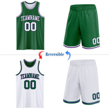 Load image into Gallery viewer, Custom Reversible Kelly Green White-Purple Double Side Sublimation Basketball Suit Jersey
