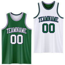 Load image into Gallery viewer, Custom Reversible Kelly Green White-Purple Double Side Sublimation Basketball Suit Jersey
