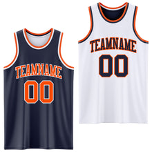 Load image into Gallery viewer, Custom Reversible Navy Orange-White Double Side Sublimation Basketball Suit Jersey
