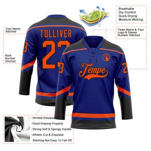 Custom Royal Orange-Black Hockey Lace Neck Jersey