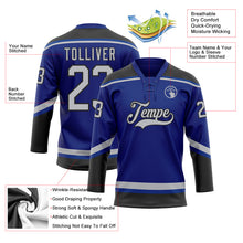 Load image into Gallery viewer, Custom Royal Gray-Black Hockey Lace Neck Jersey
