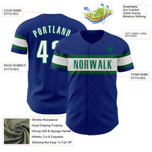 Load image into Gallery viewer, Custom Royal White-Kelly Green Authentic Baseball Jersey
