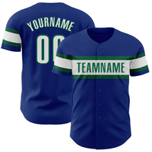 Load image into Gallery viewer, Custom Royal White-Kelly Green Authentic Baseball Jersey
