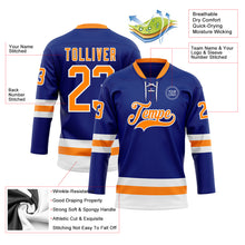 Load image into Gallery viewer, Custom Royal Bay Orange-White Hockey Lace Neck Jersey
