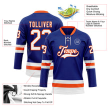 Load image into Gallery viewer, Custom Royal White-Orange Hockey Lace Neck Jersey

