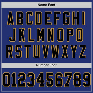 Custom Royal Black-Old Gold Mesh Authentic Throwback Football Jersey