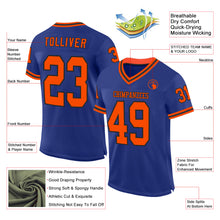 Load image into Gallery viewer, Custom Royal Orange-Black Mesh Authentic Throwback Football Jersey
