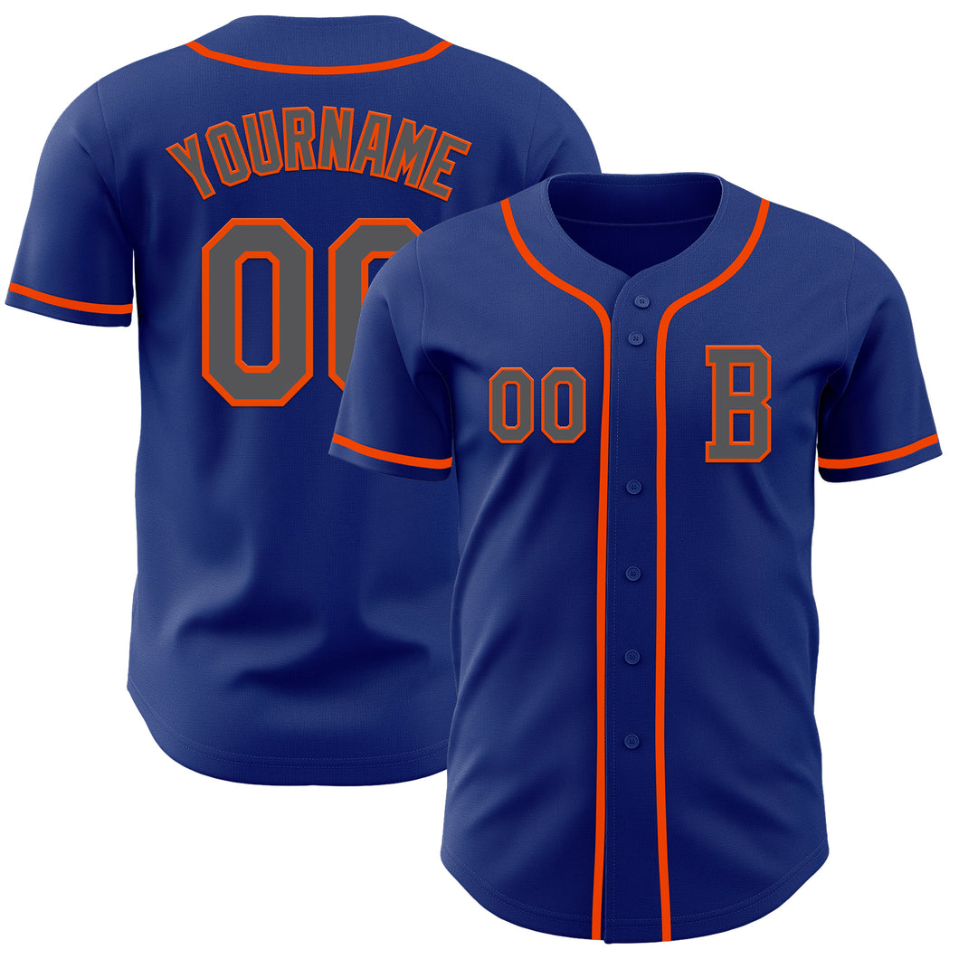 Custom Royal Steel Gray-Orange Authentic Baseball Jersey