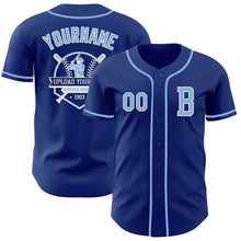 Load image into Gallery viewer, Custom Royal Light Blue-White Authentic Baseball Jersey
