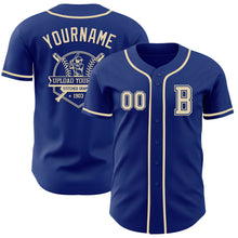 Load image into Gallery viewer, Custom Royal Cream Authentic Baseball Jersey
