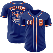 Load image into Gallery viewer, Custom Royal White-Orange Authentic Baseball Jersey
