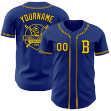 Load image into Gallery viewer, Custom Royal Yellow-Black Authentic Baseball Jersey
