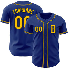 Load image into Gallery viewer, Custom Royal Yellow-Black Authentic Baseball Jersey
