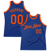 Load image into Gallery viewer, Custom Royal Orange Authentic Throwback Basketball Jersey
