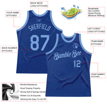 Load image into Gallery viewer, Custom Royal Light Blue Authentic Throwback Basketball Jersey
