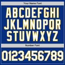 Load image into Gallery viewer, Custom Royal White-Gold Authentic Throwback Basketball Jersey
