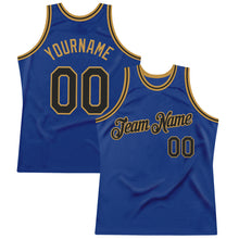 Load image into Gallery viewer, Custom Royal Black-Old Gold Authentic Throwback Basketball Jersey
