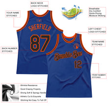 Load image into Gallery viewer, Custom Royal Black-Orange Authentic Throwback Basketball Jersey
