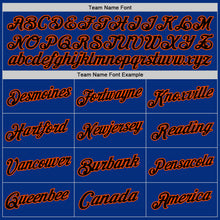 Load image into Gallery viewer, Custom Royal Black-Orange Authentic Throwback Basketball Jersey
