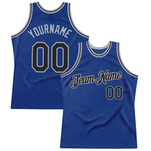 Load image into Gallery viewer, Custom Royal Black-Gray Authentic Throwback Basketball Jersey
