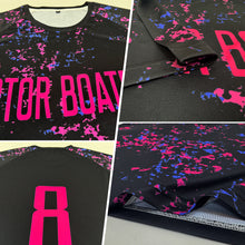 Load image into Gallery viewer, Custom Black Pink-Light Blue Sublimation Soccer Uniform Jersey
