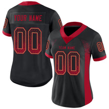 Load image into Gallery viewer, Custom Black Red-Old Gold Drift Fashion Football Jersey
