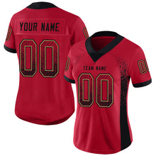 Load image into Gallery viewer, Custom Red Black-Old Gold Drift Fashion Football Jersey
