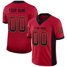 Load image into Gallery viewer, Custom Red Black-Old Gold Drift Fashion Football Jersey
